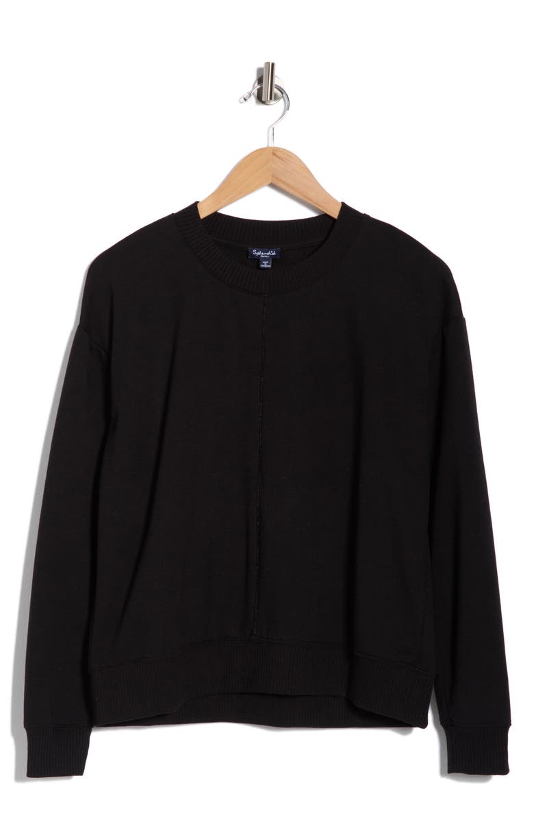 Splendid Velvet Trim Sweater, Alternate, color, Black