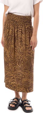 Equipment Smocked Waist Linen Skirt