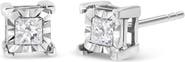 Haus of Brilliance Silver 1 1/4 Cttw Princess-cut Diamond Solitaire Stud Earrings