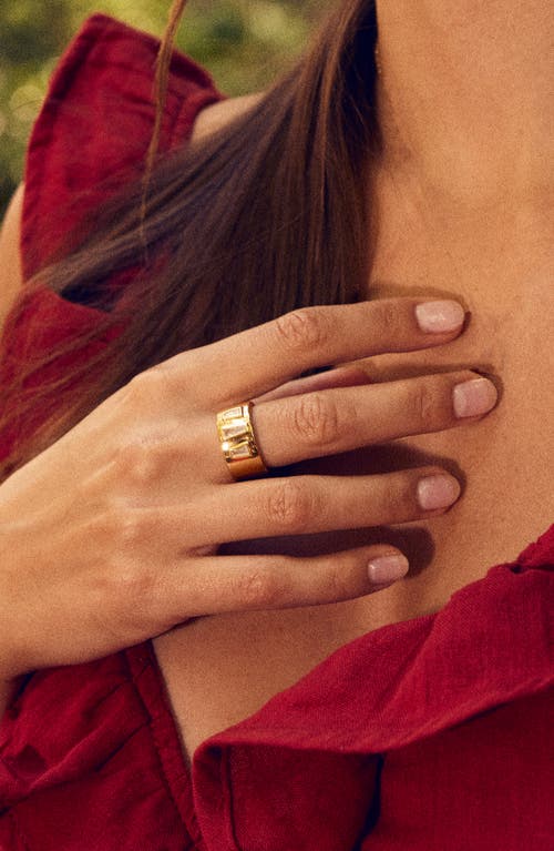 Sterling Forever Cubic Zirconia Colsie Cigar Band Ring In Gold
