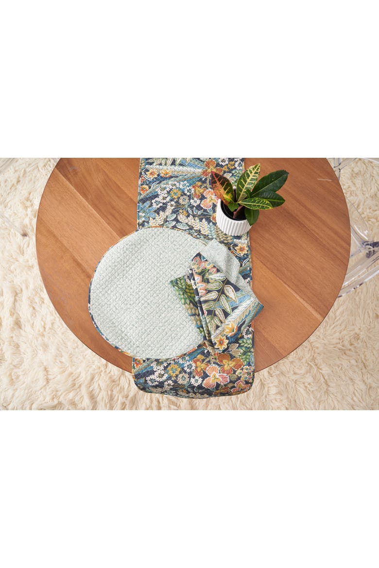 Posy Flowers 100% Cotton Set of 4 Cloth Napkins, Alternate, color, Green
