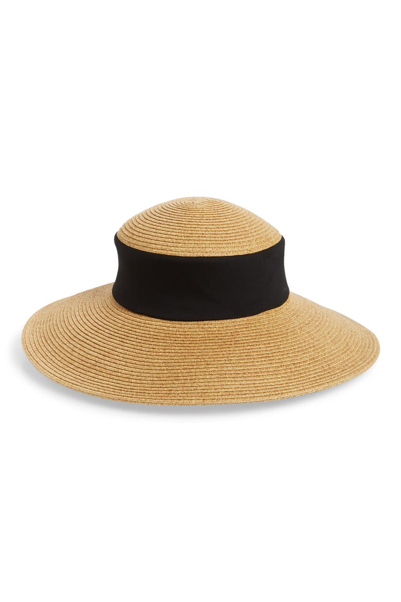 Collapsible Crown Sun Hat, Main, color, BLACK