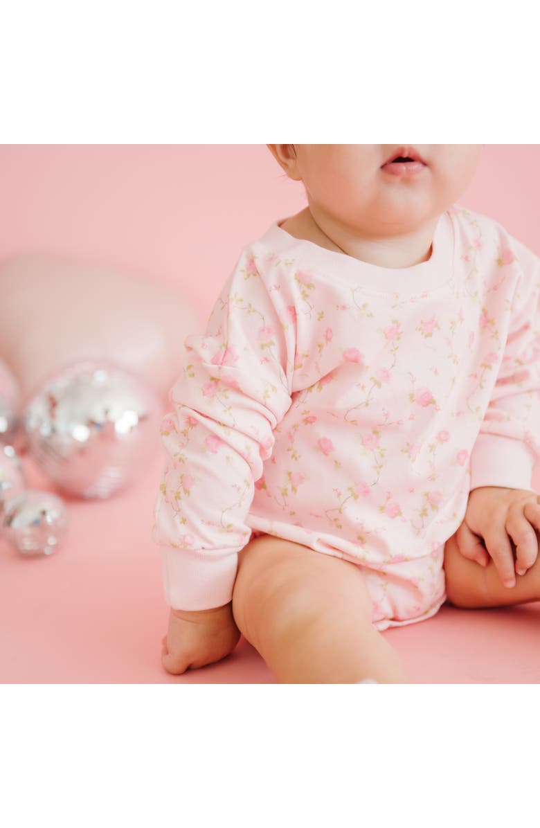 Sweet Wink Pink Rose Long Sleeve Romper, Alternate, color, Light Pink