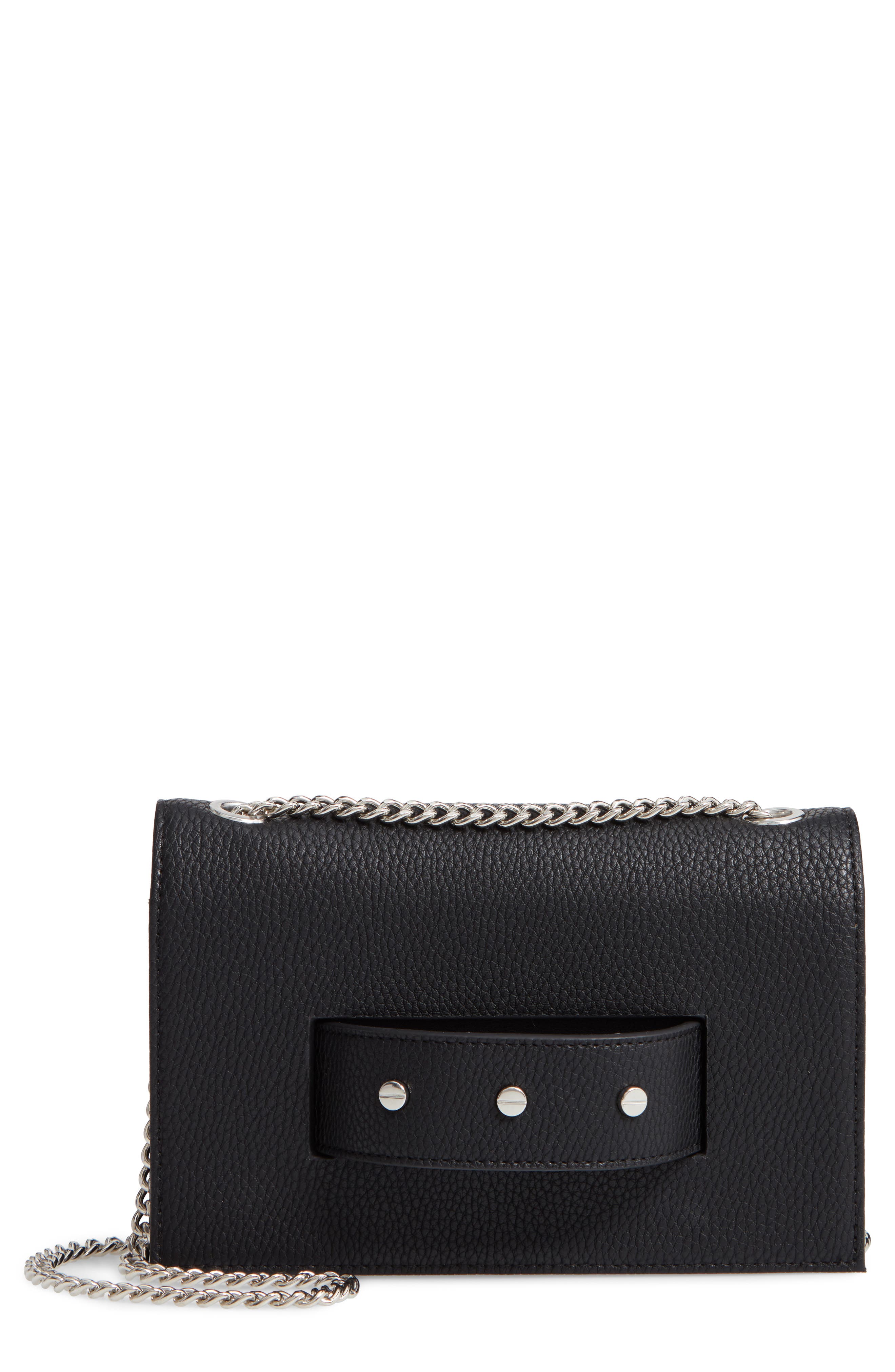 Jane Studded Vegan Leather Crossbody Bag, Main, color, BLACK