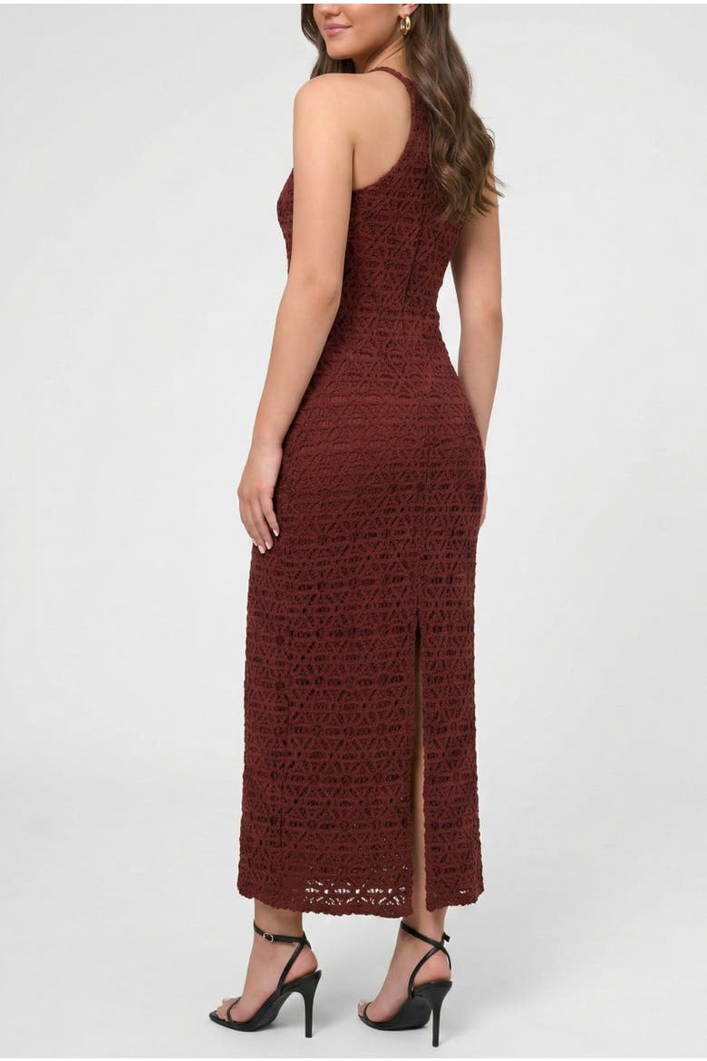 Aitana Bead Keyhole Crochet Maxi Dress, Alternate, color, Dark Red