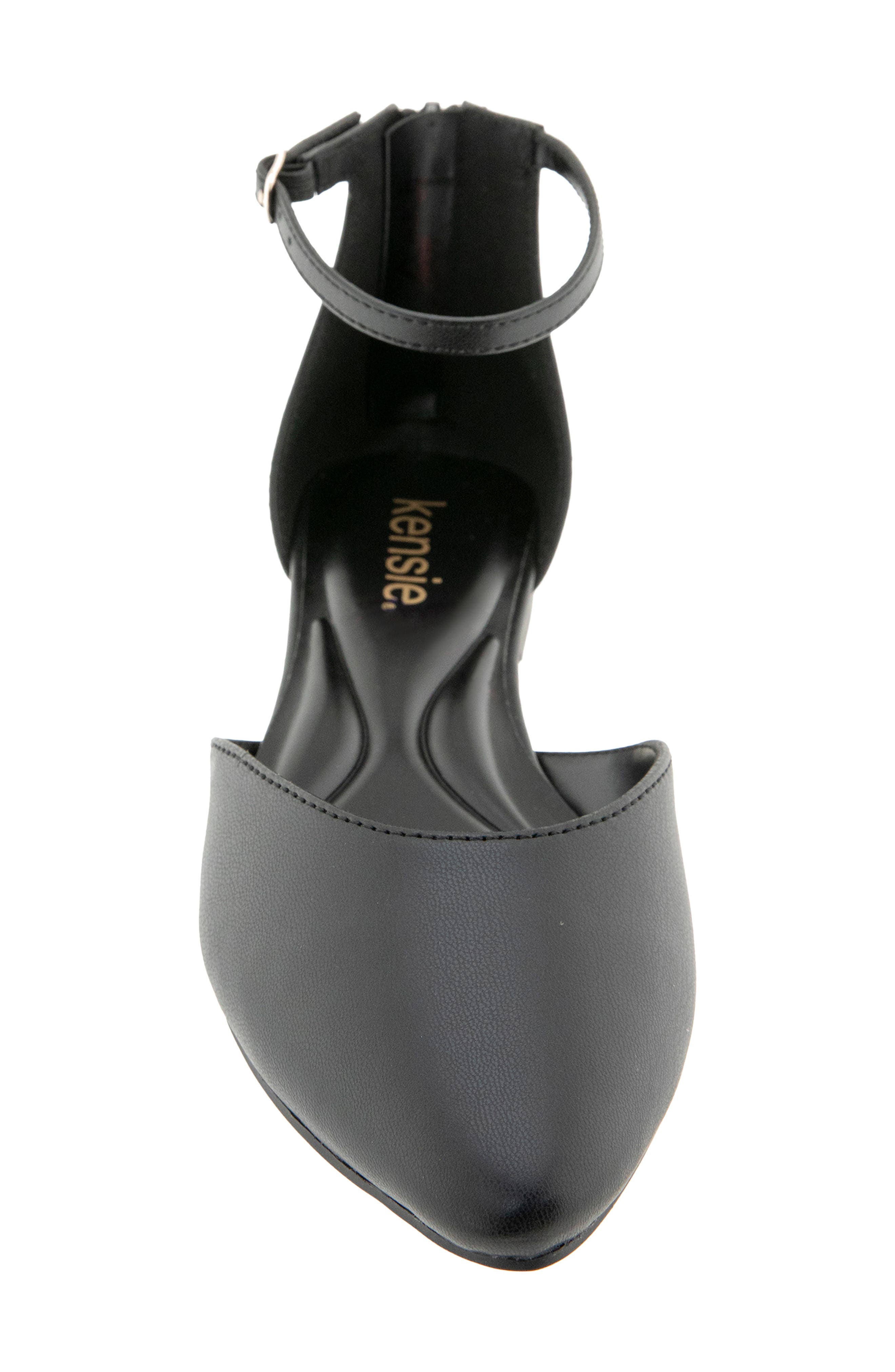 Gaeta Ankle Strap Pointed Toe Flat, Alternate, color, BLACK