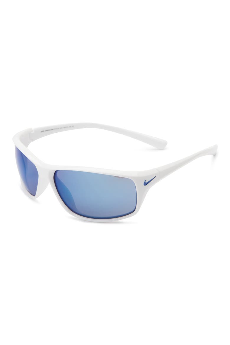 64mm Nike Adrenaline Modified Sunglasses, Alternate, color, WHITE/ GREY W/ BLUE FLASH