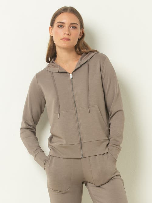 Single Stitch Ultra Soft Full Zip Hoodie In Brown