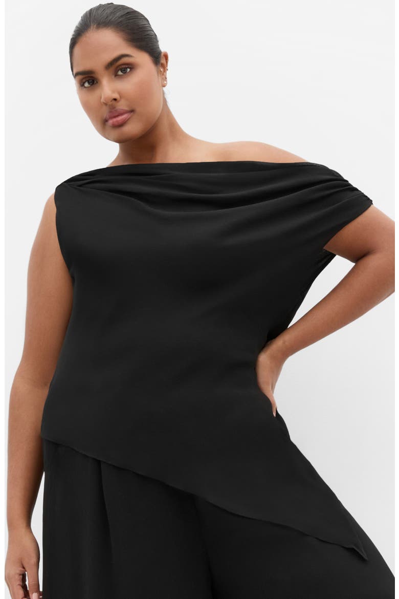 Skyla Asymmetric One-Shoulder Top, Alternate, color, BLACK