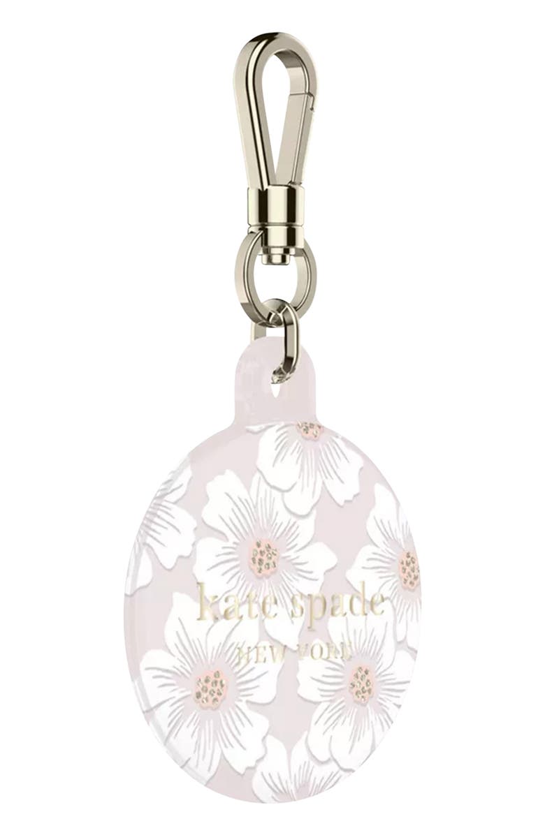 Kate Spade New York hollyhock airtag keychain, Alternate, color, Hollyhock/ Blush/ Cream