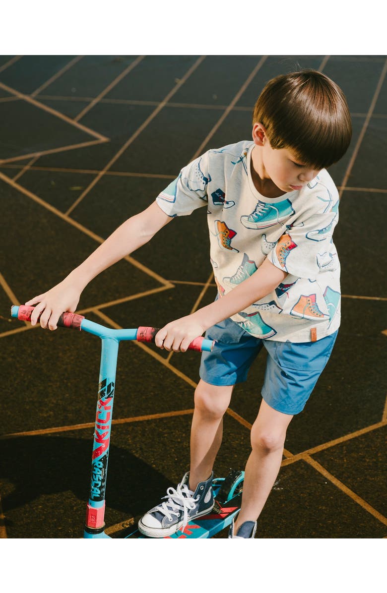 Deux par Deux Organic Cotton Jersey Shoes T-Shirt, Alternate, color, Grey Mix Printed Shoes