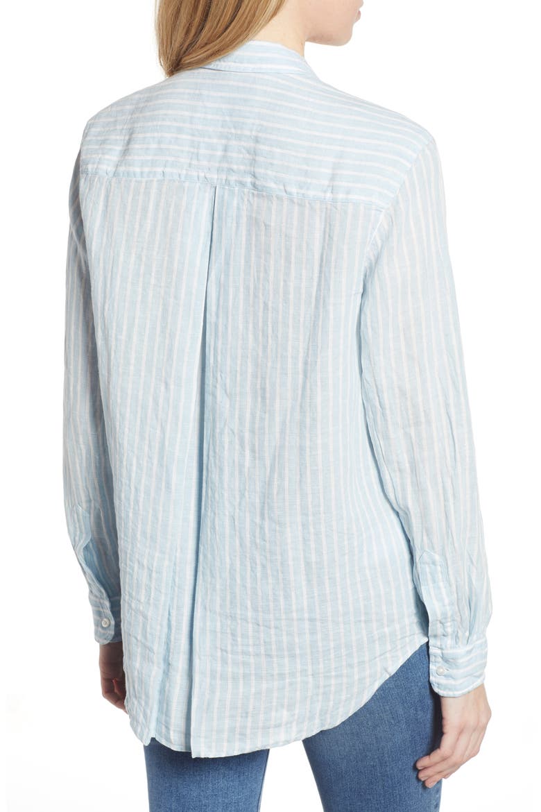 The Hero Linen Shirt, Alternate, color, BENAZIR BLUE AND WHITE STRIPE