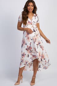PinkBlush Floral Hi-Low Maternity Wrap Dress