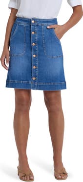 NYDJ High Waist A-Line Denim Utility Skirt