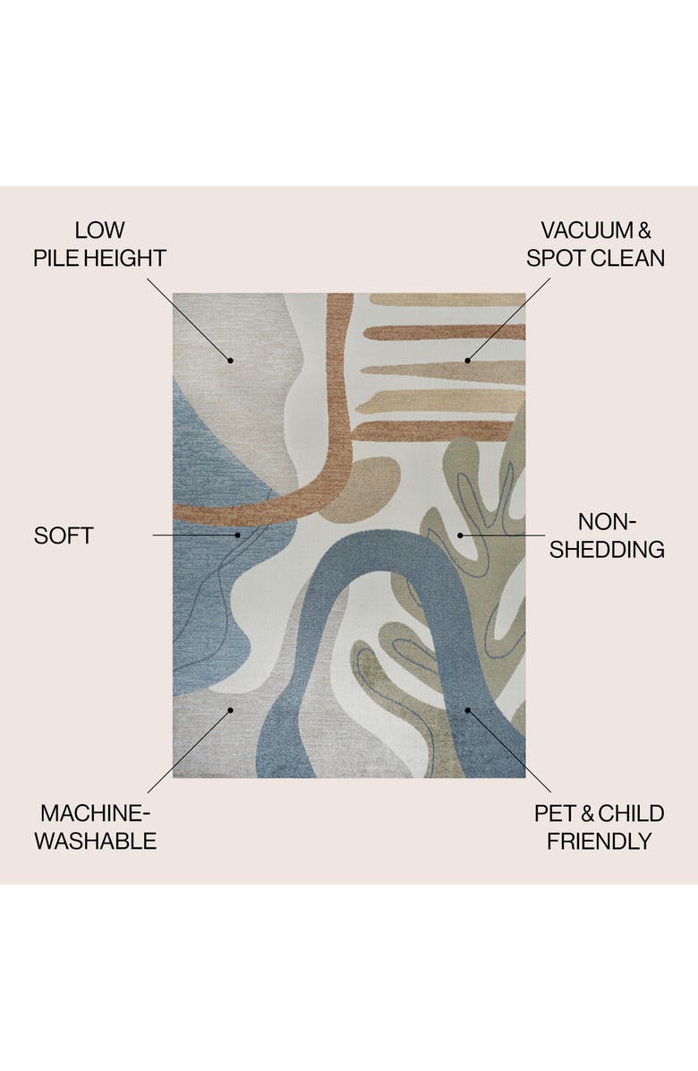 JONATHAN Y Algae Abstract Glam Botanical Machine-Washable Area Rug, Alternate, color, Cream/Multi