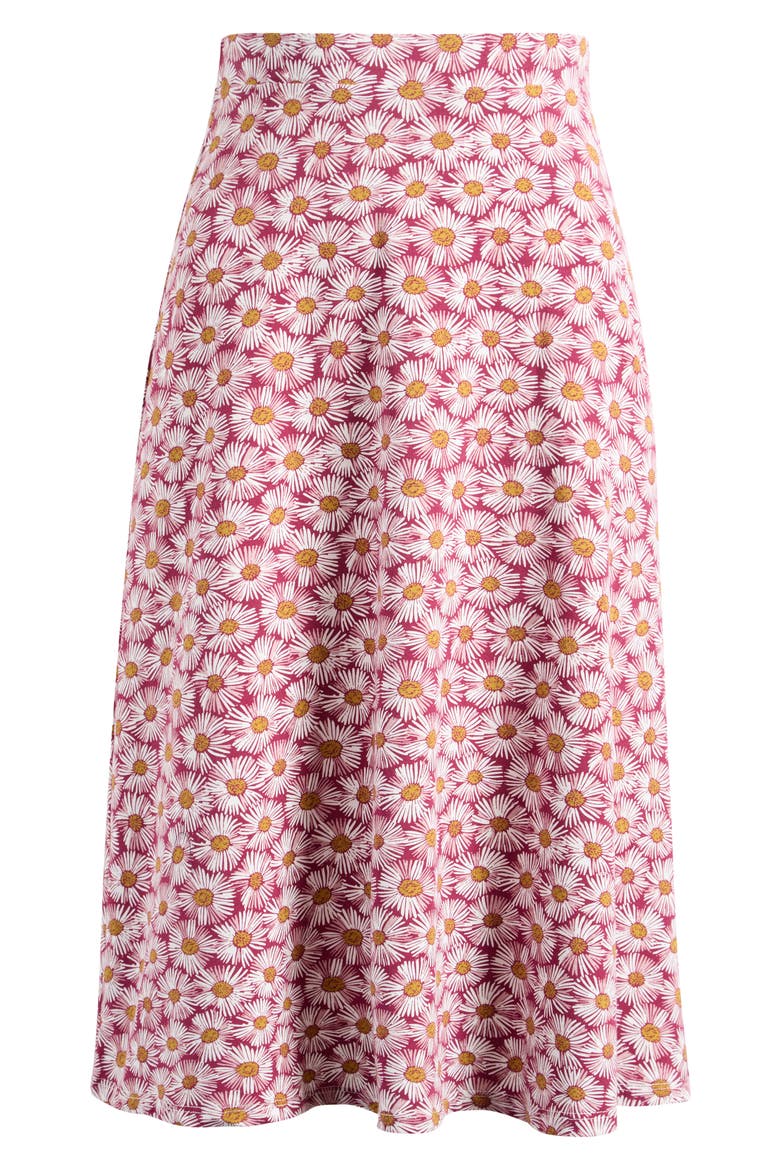 Floral Print Stretch Organic Cotton Skirt, Alternate, color, PAINTED ASTERS DARK FREESIA