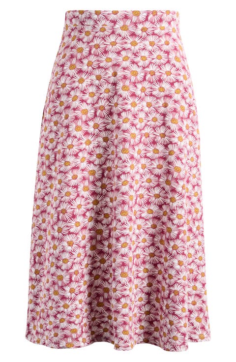Floral Print Stretch Organic Cotton Skirt