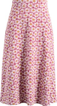 Seasalt Cornwall Floral Print Stretch Organic Cotton Skirt