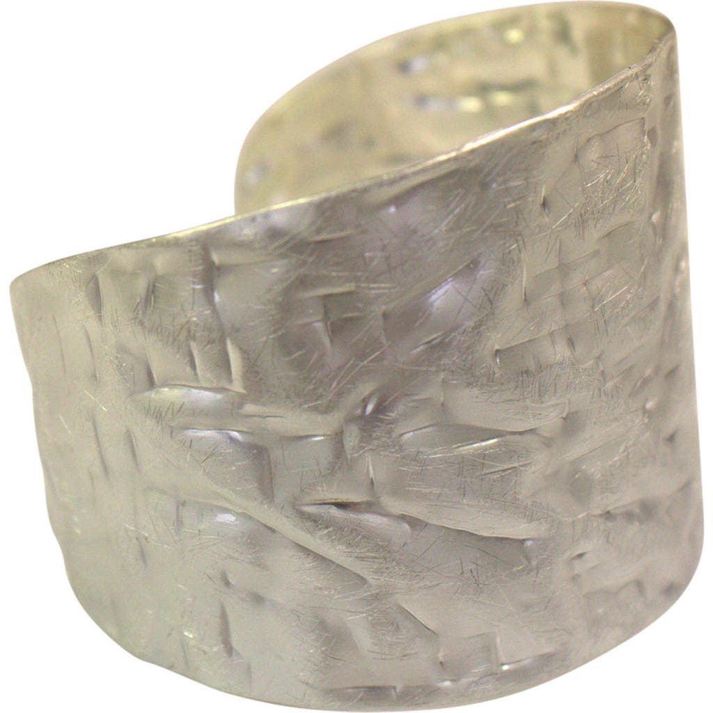 Olivia Welles Alda Hammered Cuff Bracelet In Silver