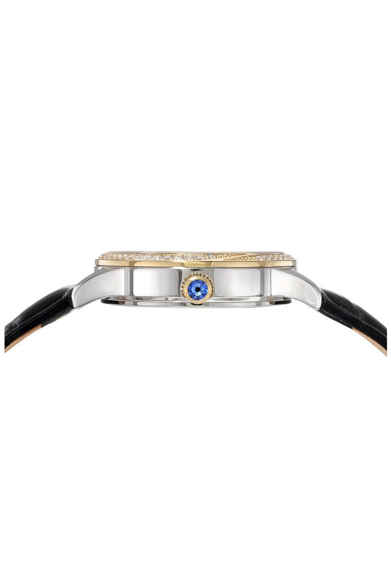 Ruby Sunray Croc Embossed Leather Strap Watch, 34mm, Alternate, color, SILVER/BLACK/GOLD