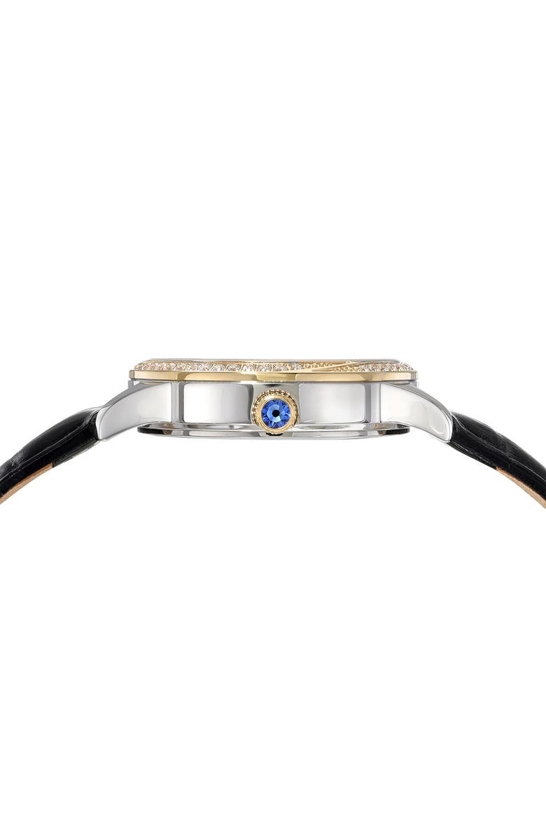 PORSAMO BLEU Ruby Sunray Croc Embossed Leather Strap Watch, 34mm, Alternate, color,