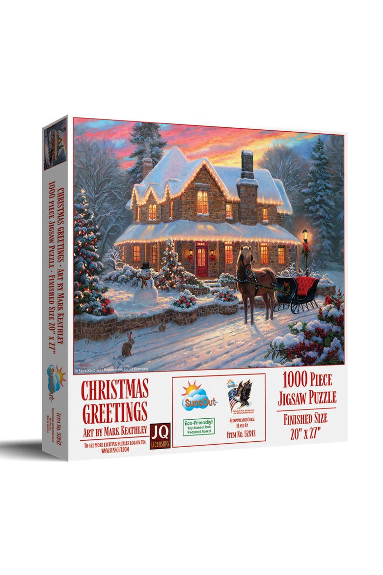 Christmas Greetings 1000 piece Jigsaw Puzzle for Adults, Main, color, Multicolor