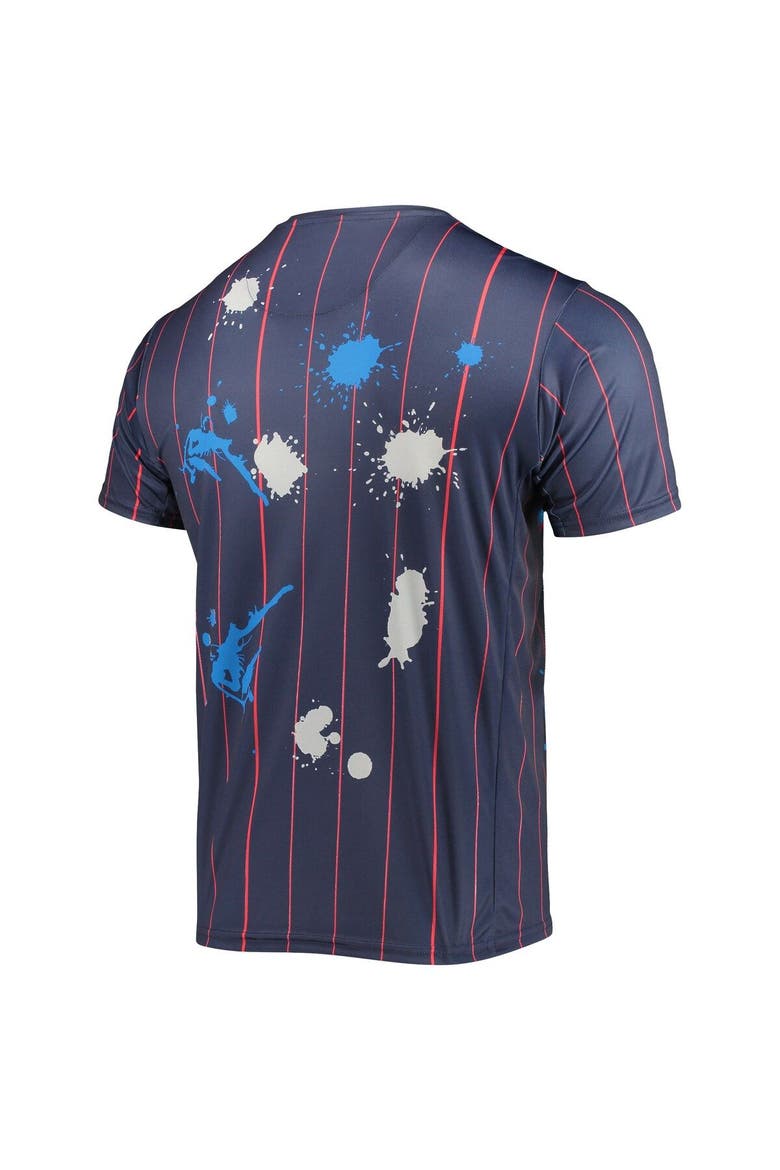 Men's FISLL Navy Philadelphia 76ers Striped Splatter T-Shirt, Alternate, color, Navy