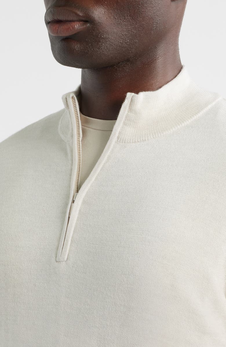 Peter Millar Autumn Crest Merino Wool Blend Quarter Zip Sweater, Alternate, color, Ivory