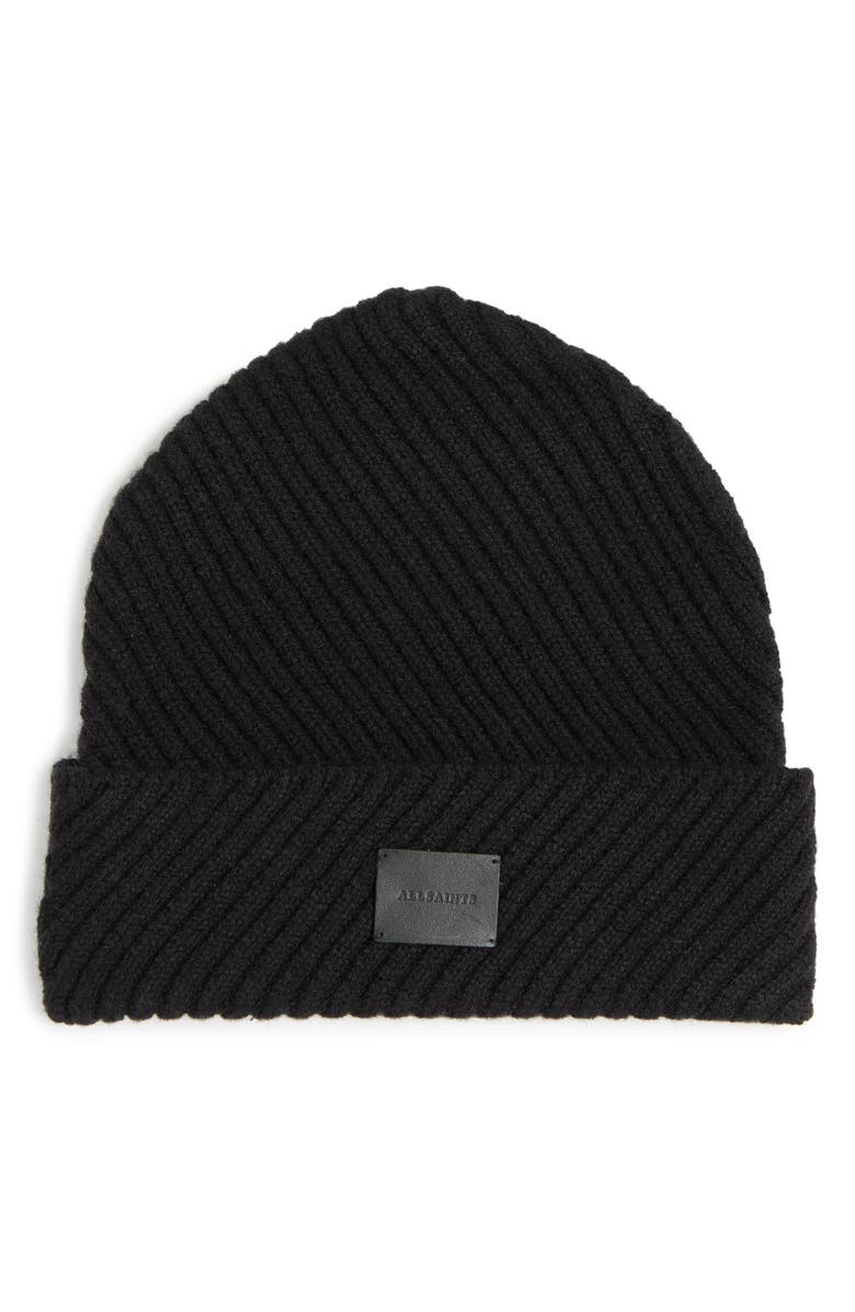 AllSaints Traveling Rib Peak Beanie, Main, color, 