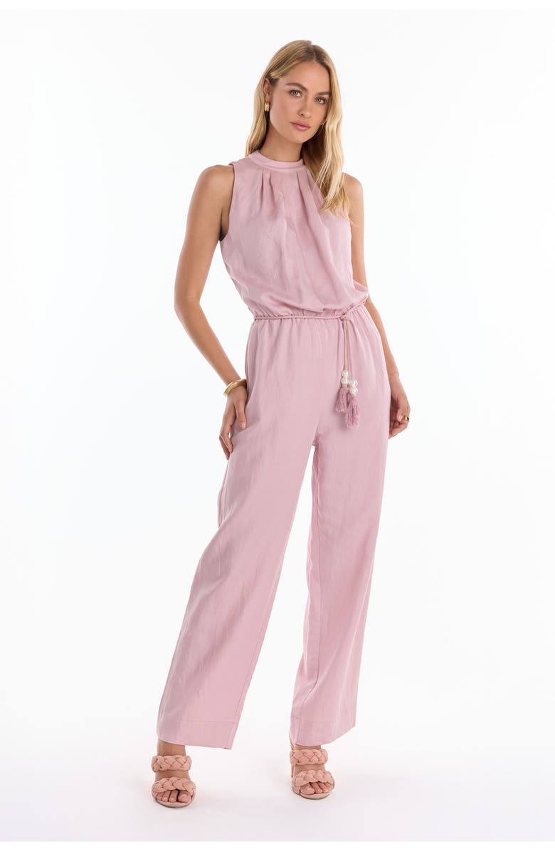The Noli Shop Fernanda Linen Jumpsuit, Main, color, Blush