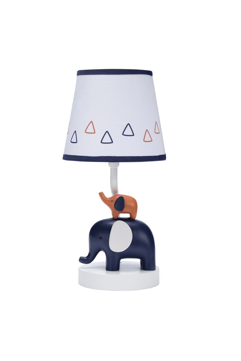 Playful Elephant Nursery Lamp with Shade and Light Bulb, Main, color, Blue