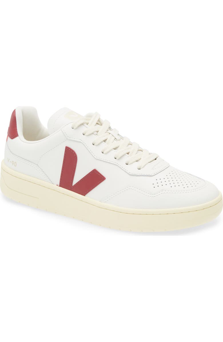 Veja V-90 Leather Sneaker, Main, color, Extra-White Marsala