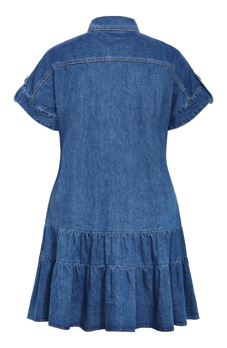 City Chic Layla Denim Shirtdress, Alternate, color, Mid Denim