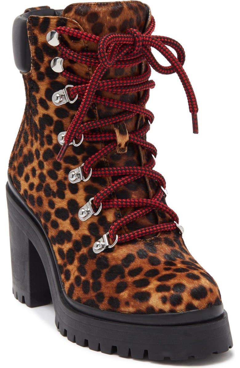 Rebecca Minkoff Maihlo Leopard Printed Genuine Calf Hair Combat Boot, Main, color,