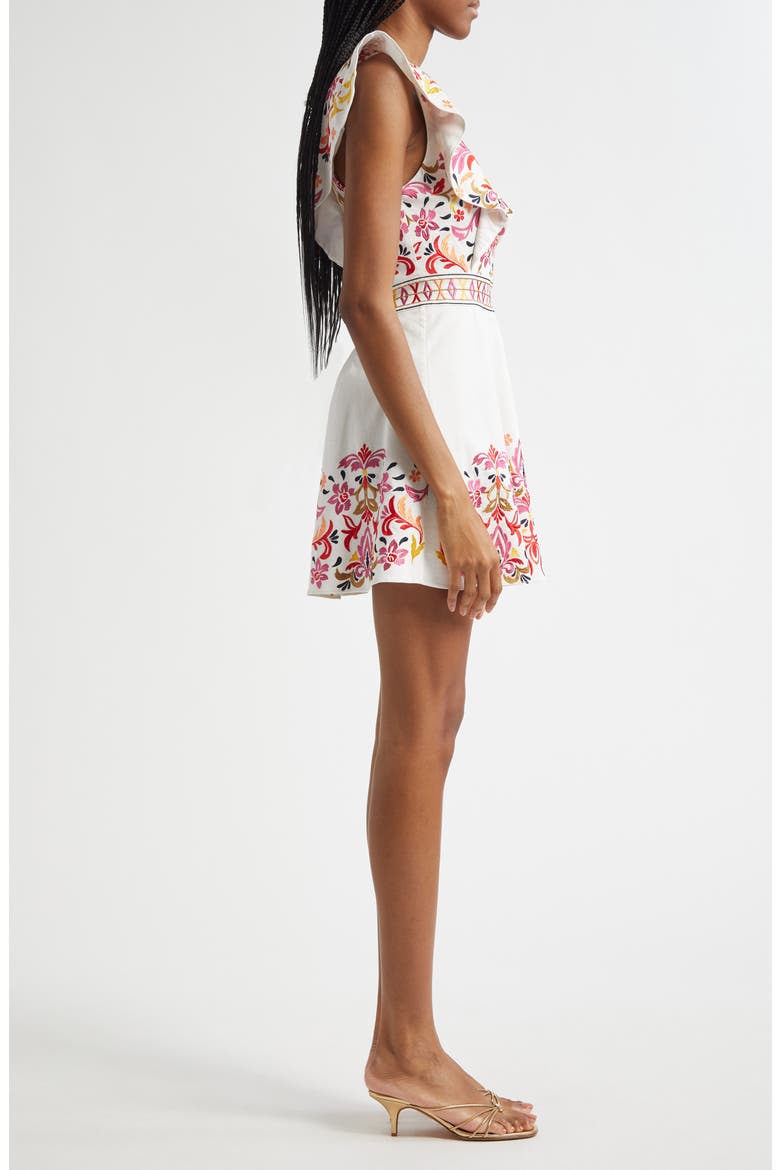 Ana Placed Embroidery Stretch Cotton Minidress, Alternate, color, WHITE PLAYA