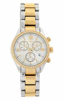 Timex® Two-Tone Crystal Bracelet Strap Chronograph Watch, 38mm
