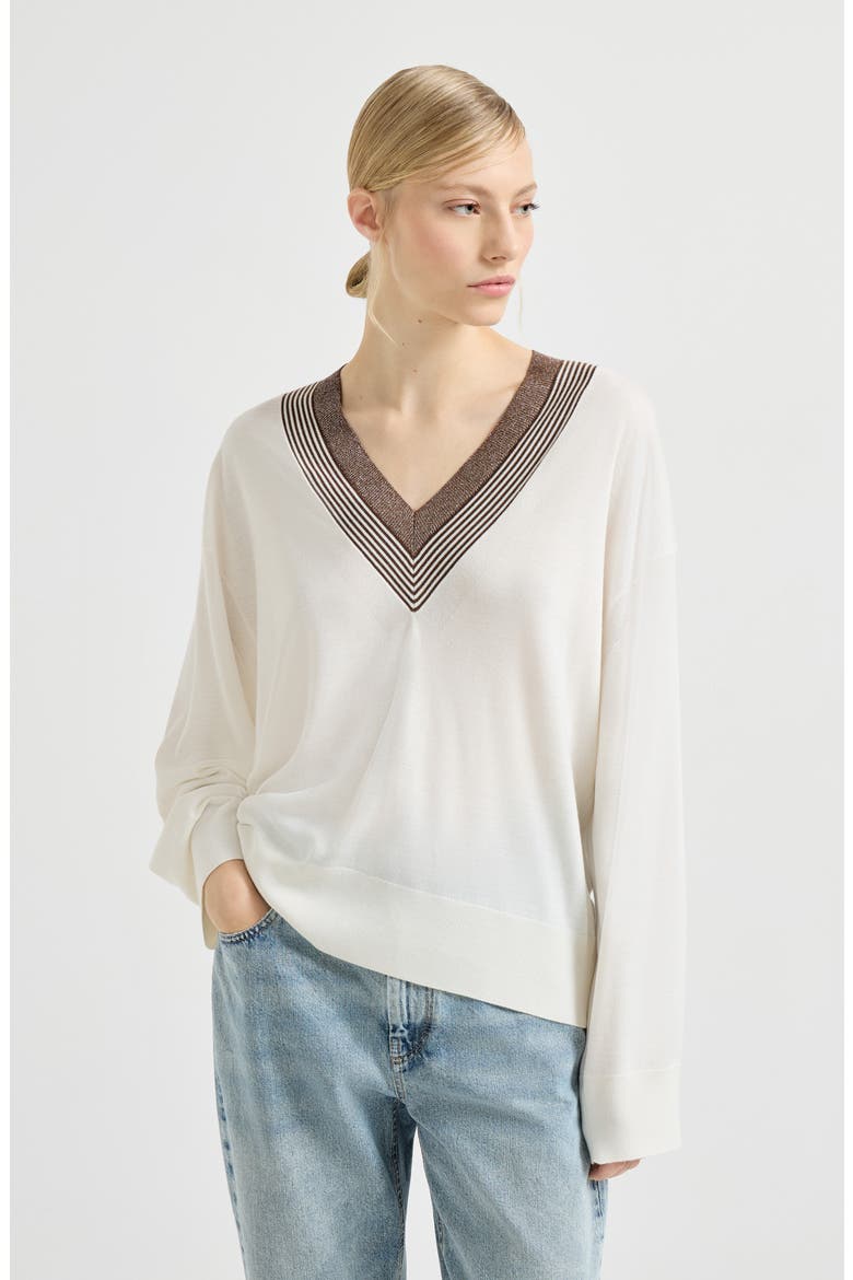 Cashmere and silk lightweight sweater, Main, color, White