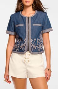 Ramy Brook Nicko Short Sleeve Denim Jacket