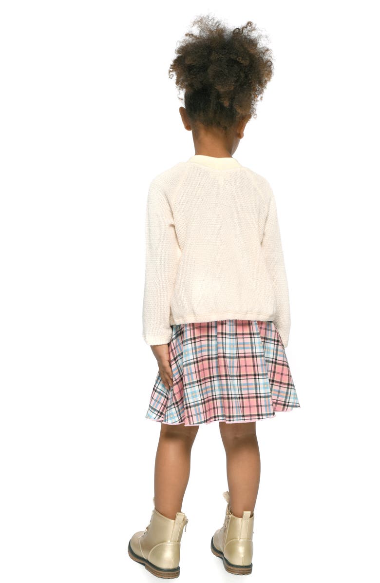 Truly Me Kids' Heart Sweatshirt & Plaid Skirt, Alternate, color, Natural Multi
