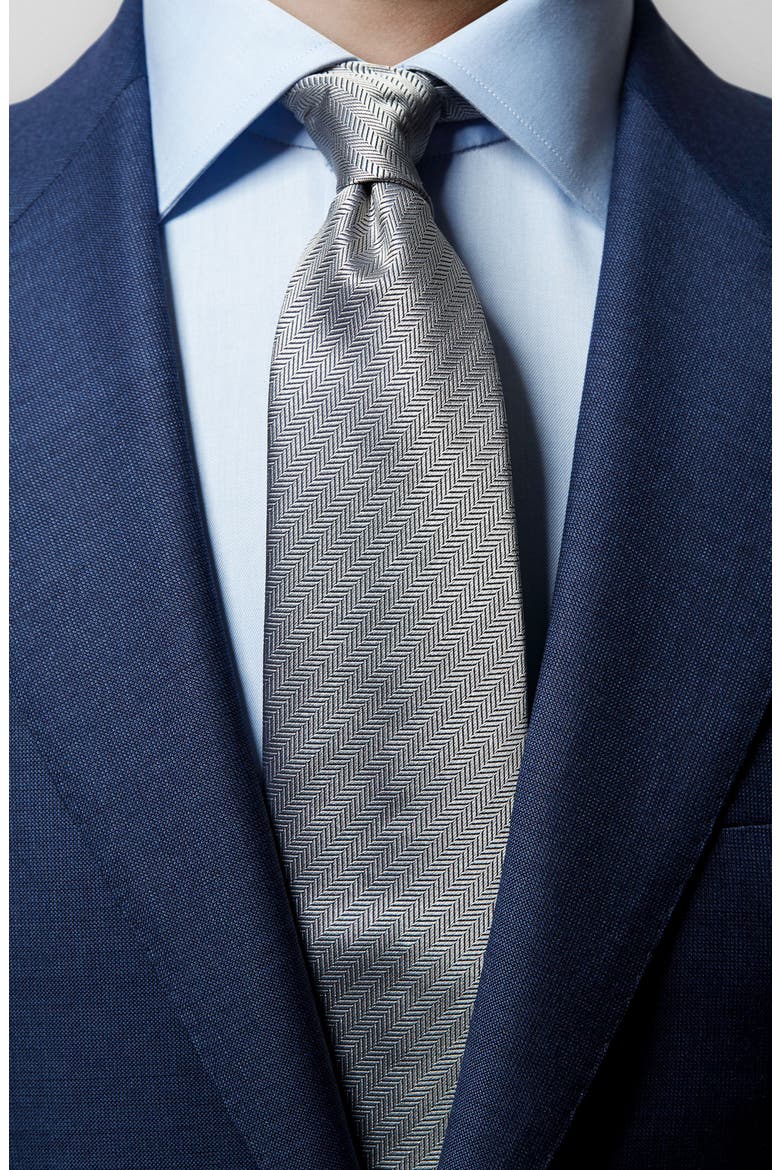 Herringbone Textured Silk Tie, Alternate, color, GREY