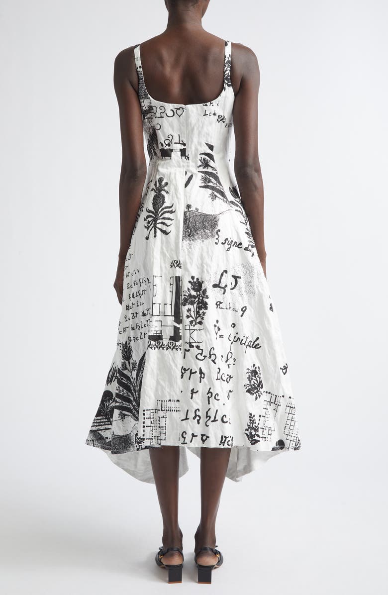 Erdem Print Crushed Cotton Blend Dress, Alternate, color, Helene Smith Print White