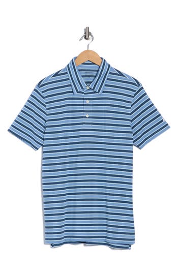 Brooks Brothers Stripe Knit Polo In Blue