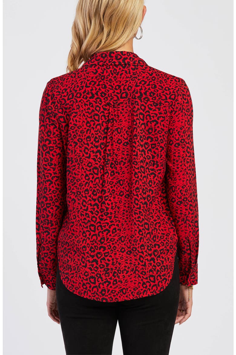 Eleni Leopard Print Button-Up Shirt, Alternate, color, RED CHEETAH