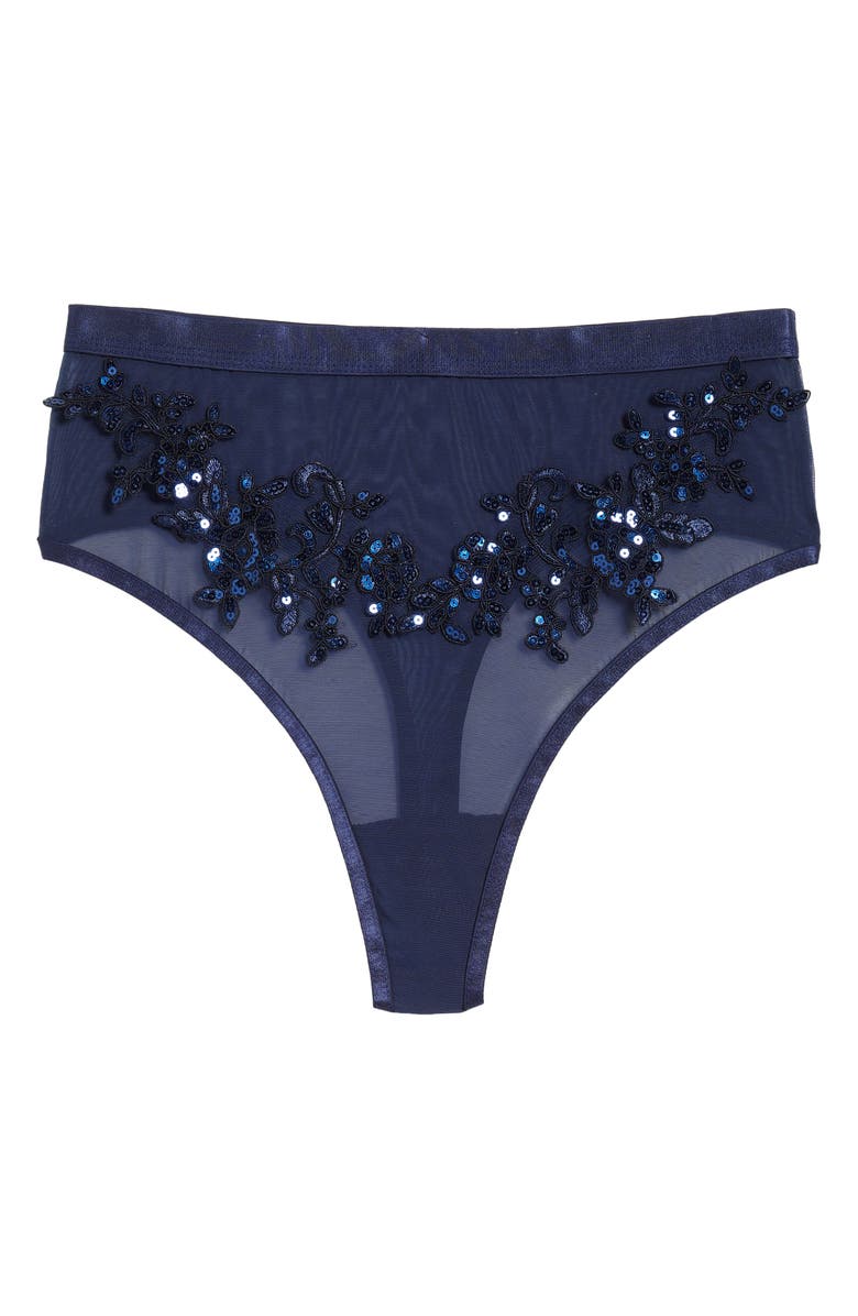 KILO BRAVA Floral Sequin High Waist Thong, Alternate, color, 
