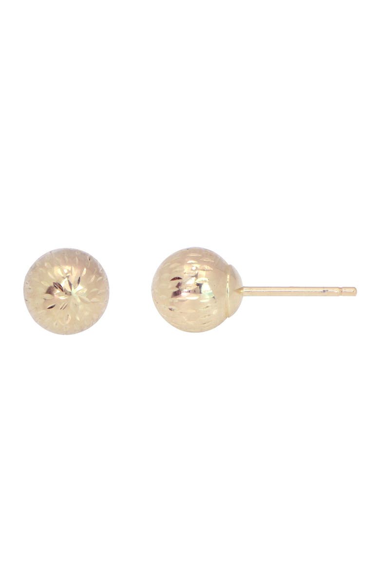 CANDELA JEWELRY 14K Yellow Gold Diamond Cut Etched Ball Stud Earrings, Main, color, 