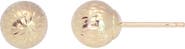 CANDELA JEWELRY 14K Yellow Gold Diamond Cut Etched Ball Stud Earrings