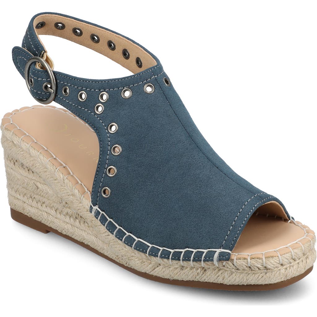 Shop Journee Collection Crisie Espadrille Wedge Sandal In Navy