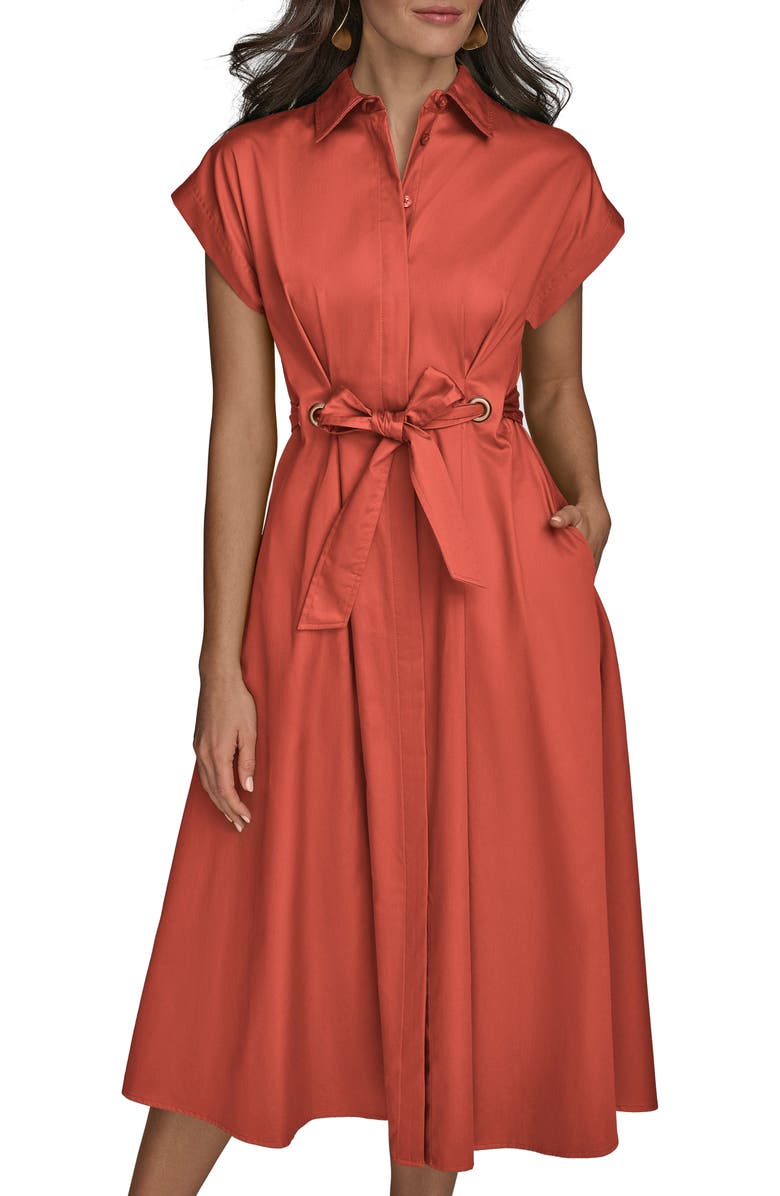 Donna Karan New York Cotton Midi Shirtdress, Alternate, color, Spring Mel