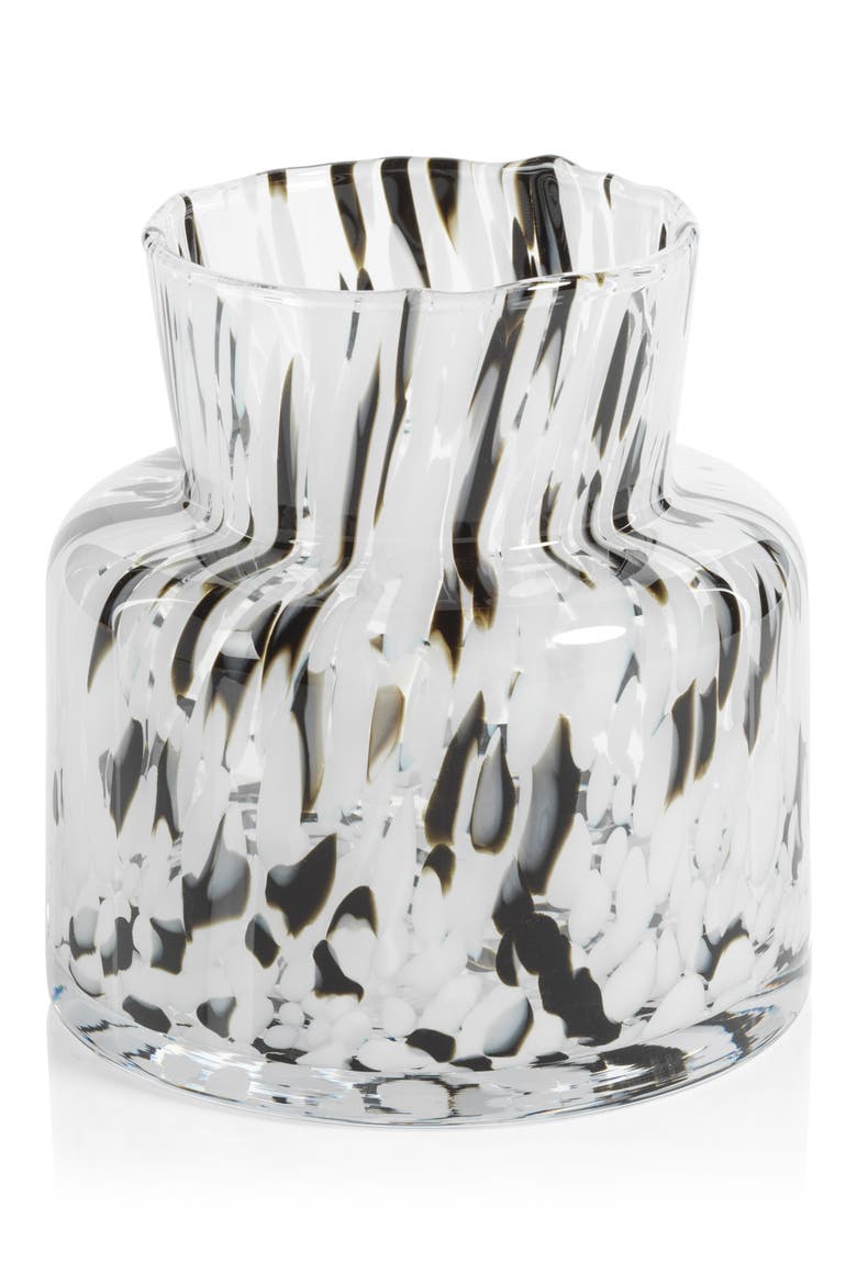 Bickley Confetti Glass Vase, Main, color, CLEAR/ WHITE/ BLACK