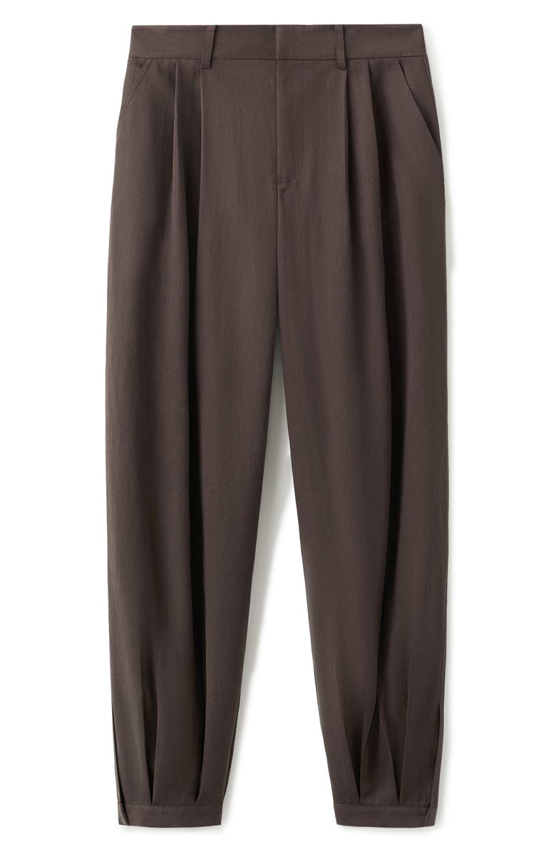 MANGO Pleated Baggy Pants, Alternate, color, Chocolate
